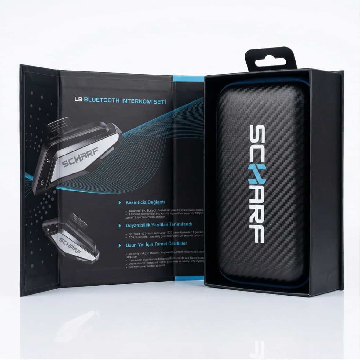 Scharf, Scharf L8 PRO, İnterkom, Motosiklet İnterkom, Kask İçi Kulaklık, Bluetooth 5.4, Mega Bass, Motosiklet Aksesuar, Kask Ekipman, Scharf 2. Nesil, CaylakStore, Bursa İnterkom